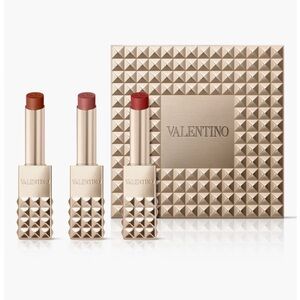 Valentino Spike Trio-3-Buttery Matte Refillable Lipstick Trio ($150MSRP)NEW